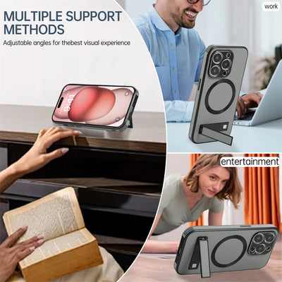 PureGuardCases Luxury Leather Stand iPhone Case – MagSafe Shockproof Cover