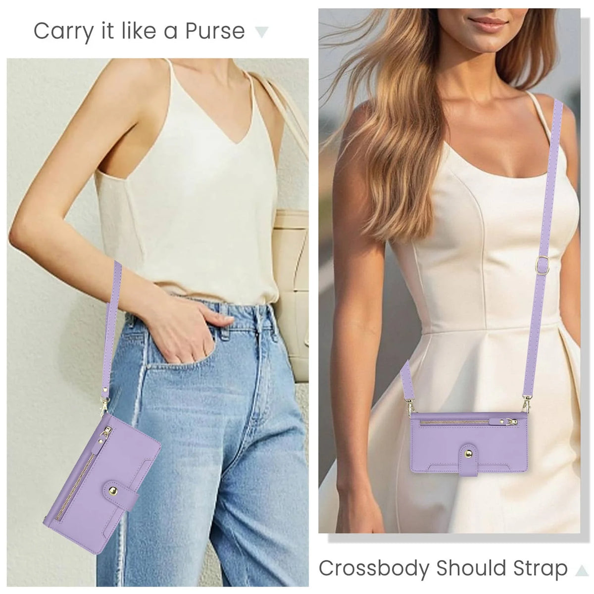Zipper Tri-Fold Crossbody Wallet Case for Samsung Galaxy A42, A51 4G & A Series - image 4