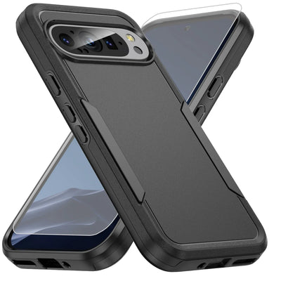 Black shockproof dual-layer hybrid case for Google Pixel 10, 9, 8, 7 and 6 series