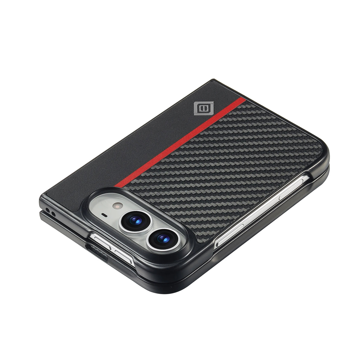 Slim Carbon Fiber Texture Case for iPhone Duo, Red Stripe - Product View 6