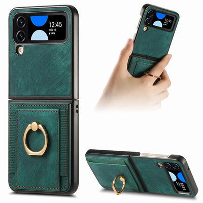 Ring Stand Card Wallet Case for Samsung Galaxy Z Flip 4-8 - image 1