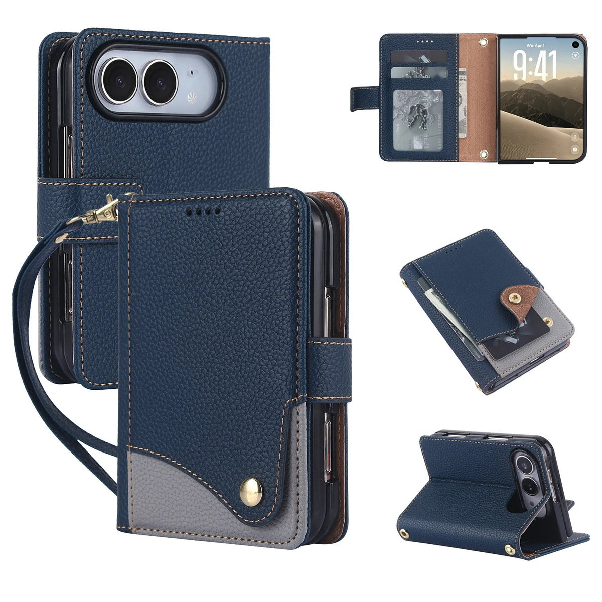 Two-Tone Crossbody Case iPhone Duo, Dark Blue