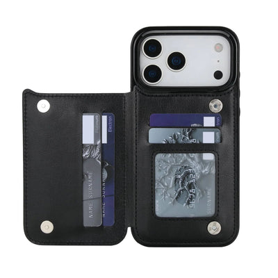 Double Clasp Wallet Case iPhone 17/18 Pro Max, Black, bezel view
