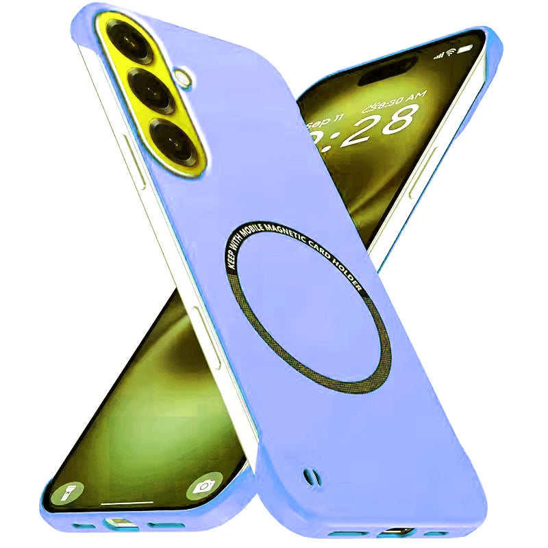 Light purple frameless matte magnetic slim case for Samsung Galaxy Note 20 Ultra and S26 series, back and front views